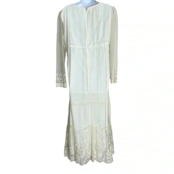Vintage 90s April Cornell Lace Midi Dress Small RARE In Ivory Cream NWT - Picture 5 of 15